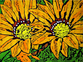 Yellow batik flower painting